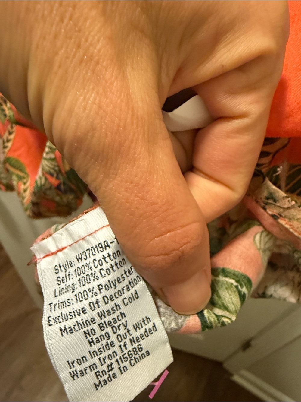 Johnny Was Coral Floral Long Sleeve Boho Dress - Picture 3 of 6